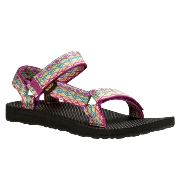 TEVA Sandals Original Universal Webbed Purple Multicolored Print Black Size 6 - Picture 9 of 9